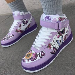 Butterflies Flowers Purple Custom Air Force 1 - view 3