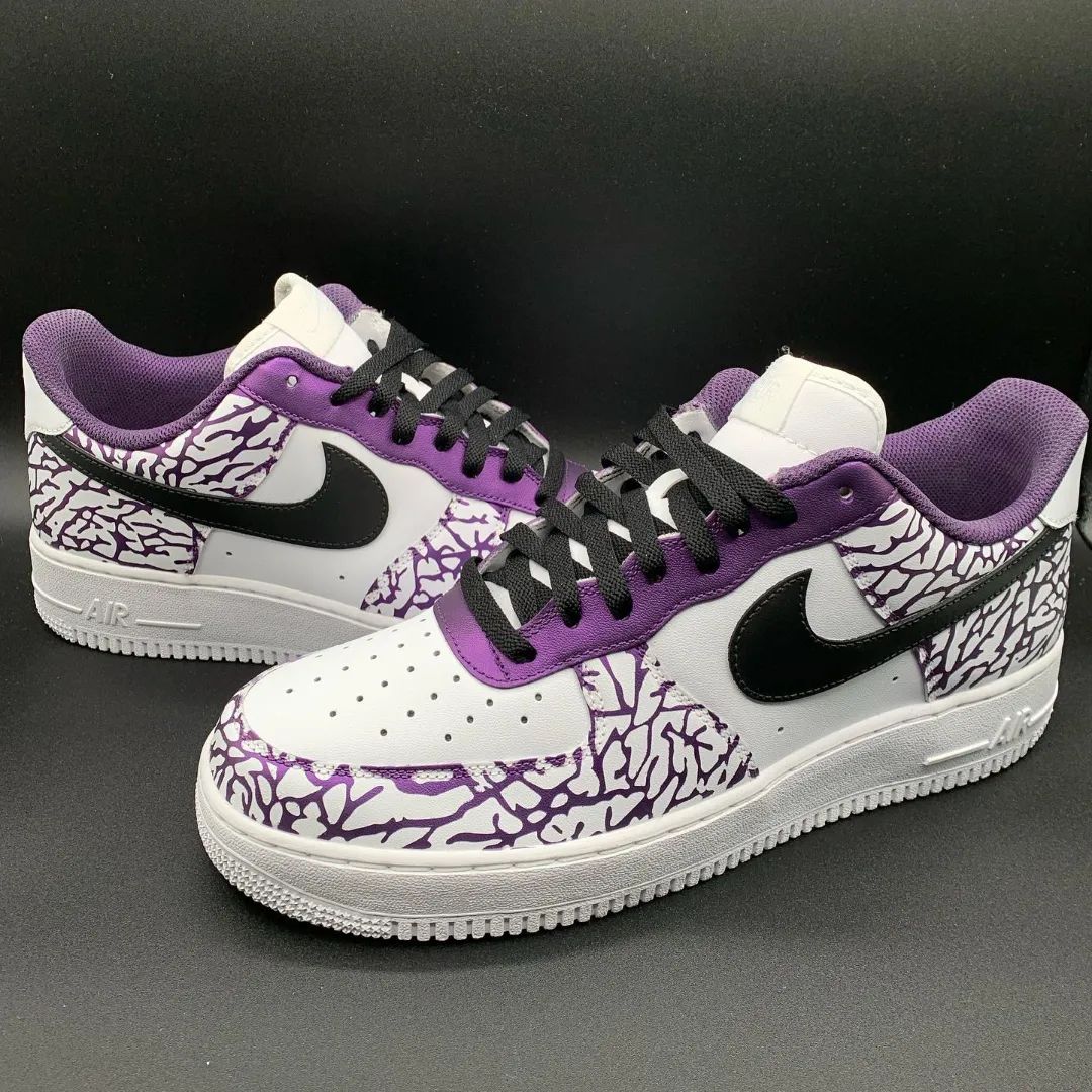 Crackle Pattern Purple Black Custom Air Force 1
