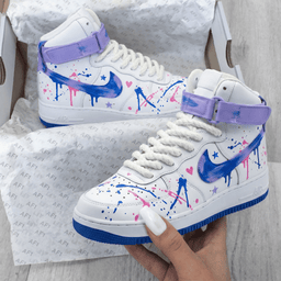 Star Heart Splatter Purple Blue Custom Air Force 1 - view 2