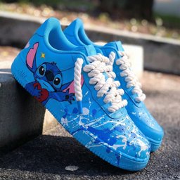 Stitch Themed Baby Blue Custom Air Force 1 - view 2
