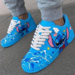 Stitch Themed Baby Blue Custom Air Force 1 - view 3