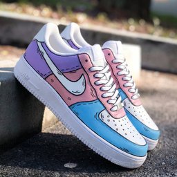 Cartoon Pattern Baby Pink Blue Custom Air Force 1 - view 2