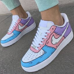Cartoon Pattern Baby Pink Blue Custom Air Force 1 - view 3