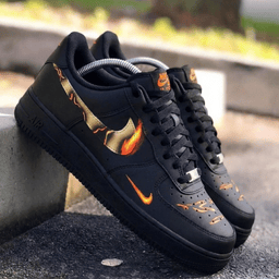 Flame Pattern Black Custom Air Force 1 - view 2