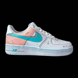 Nautical Theme Baby Pink Teal Custom Air Force 1 - view 2