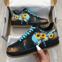 Sunflower Pattern Teal Custom Air Force 1 - view 2