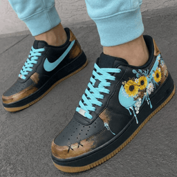 Sunflower Pattern Teal Custom Air Force 1 - view 3