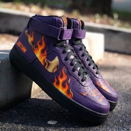 Flames Pattern Purple Custom Air Force 1 - view 2