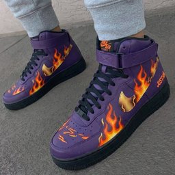 Flames Pattern Purple Custom Air Force 1 - view 3