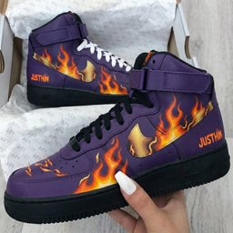 Flames Pattern Purple Custom Air Force 1