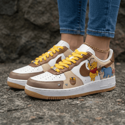 Winnie The Pooh Theme Yellow Brown Custom Air Force 1 - view 2