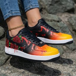 Rose Pattern Black Orange Custom Air Force 1 - view 2