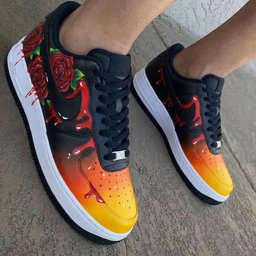 Rose Pattern Black Orange Custom Air Force 1