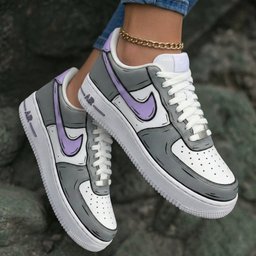 Comic Style Gray Baby Purple Custom Air Force 1 - view 2