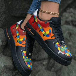 Puzzle Pattern Red Orange Black Custom Air Force 1 - view 2