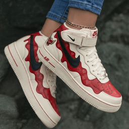 Heart Pattern Red Black Custom Air Force 1 - view 2