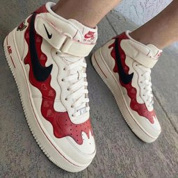 Heart Pattern Red Black Custom Air Force 1
