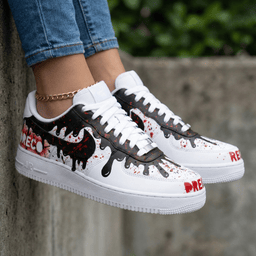 Drip Pattern Red Black Custom Air Force 1 - view 2