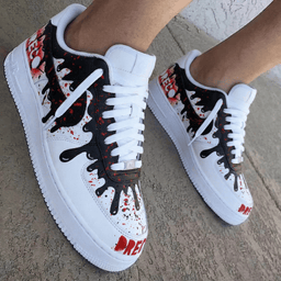 Drip Pattern Red Black Custom Air Force 1