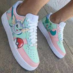Pokemon Theme Baby Pink Mint Green Custom Air Force 1 - view 2