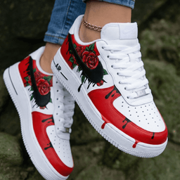 Rose Pattern Red Custom Air Force 1 - view 2