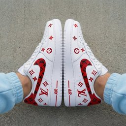 LV Logo Red Black Custom Air Force 1
