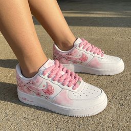 Cherry Blossom Pink Thick Shoelace Custom Air Force 1 - view 2