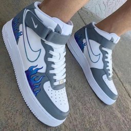 Flame Pattern Gray Blue Custom Air Force 1 - view 2