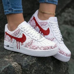Paisley Pattern Red Pink Custom Air Force 1 - view 2