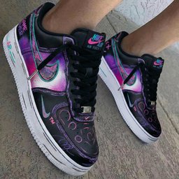 Graffiti Black Pink Teal Custom Air Force 1 - view 2