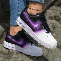 Gradient Purple Black Thick Shoelace Custom Air Force 1 - view 2