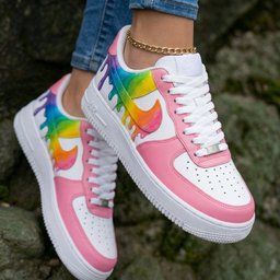 Rainbow Drip Baby Pink Custom Air Force 1