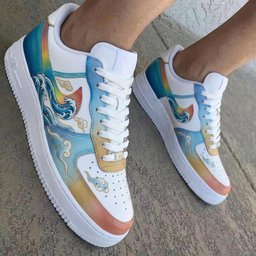 Wave Cloud Pattern Blue Orange Custom Air Force 1 - view 2