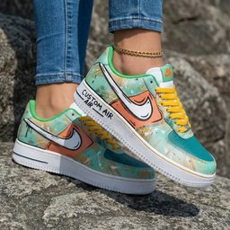 Graffiti Turquoise Orange Custom Air Force 1 - view 2