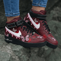 Butterflies Maroon Custom Air Force 1 - view 2