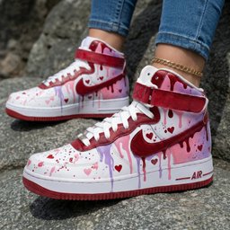 Heart Pattern Baby Pink Maroon Custom Air Force 1 - view 2