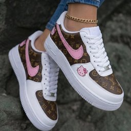 Hello Kitty With LV Baby Pink And Brown Custom Air Force 1 - view 2