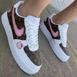 Hello Kitty With LV Baby Pink And Brown Custom Air Force 1