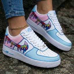 Dripping Pattern Baby Pink Baby Blue Custom Air Force 1 - view 2
