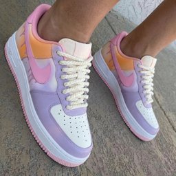 Dripping Pattern Baby Pink Orange Thick Shoelace Custom Air Force 1 - view 2