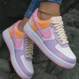 Dripping Pattern Baby Pink Orange Thick Shoelace Custom Air Force 1