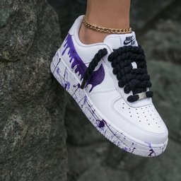 Paint Drip & Splatter Purple & Black Custom Air Force 1 - view 2