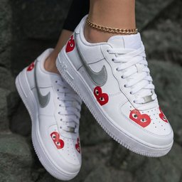 Heart Pattern Red Silver Custom Air Force 1 - view 2