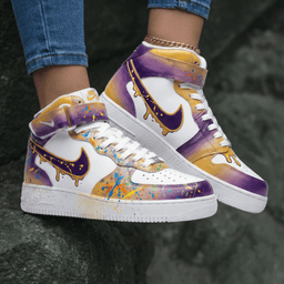 Splatter Paint Purple Yellow Custom Air Force 1 - view 2