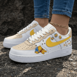 Winnie - the - Pooh Flowers Bees Pattern Cream Yellow Custom Air Force 1 - view 2