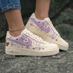 Butterflies Hearts Pattern Lavender Custom Air Force 1 - view 2