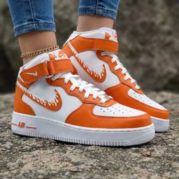 Flame Swoosh White Orange Custom Air Force 1 - view 2