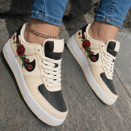 Rose Pattern Beige Black Custom Air Force 1 - view 2