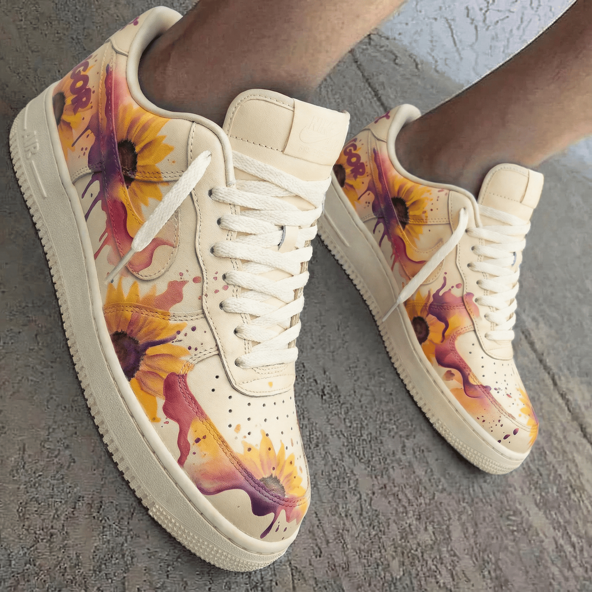 Sunflower Pattern Yellow Purple Custom Air Force 1