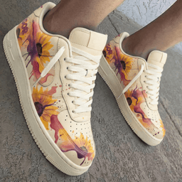 Sunflower Pattern Yellow Purple Custom Air Force 1
